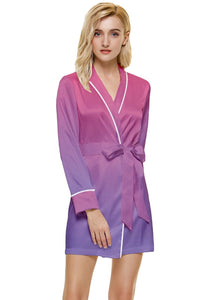 Gradient Long Sleeve Satin Robe